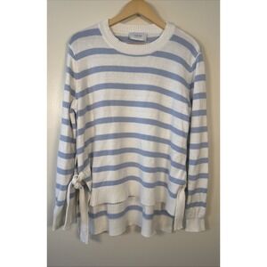Legoe Heritage Maternity Blue White Striped Sweater Sz 1 Medium Tie Side Coastal